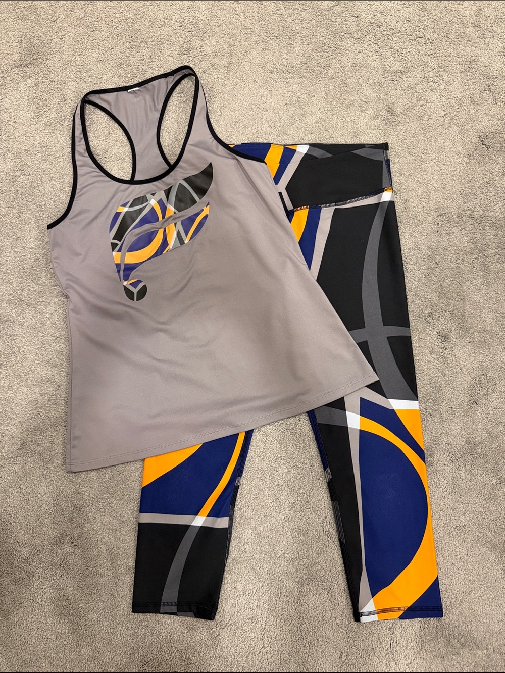 Fabletics Multi-Colored Capri with Matching Racerback Tanktop